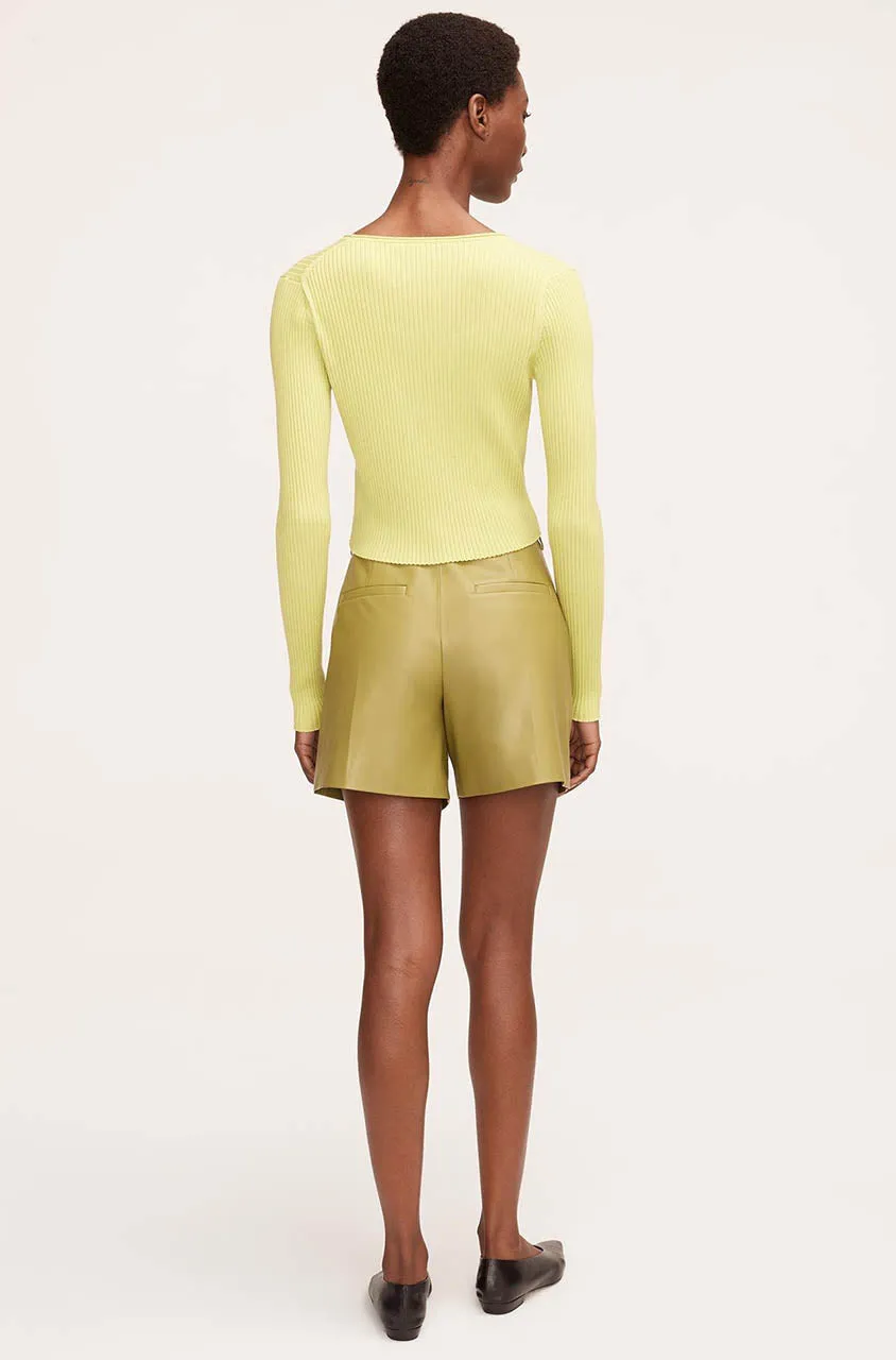 Vegan Leather Belted Short