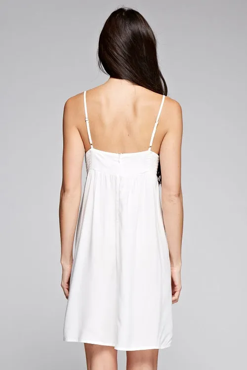 Vibrant Embroidered Bust Sleeveless Mini Dress