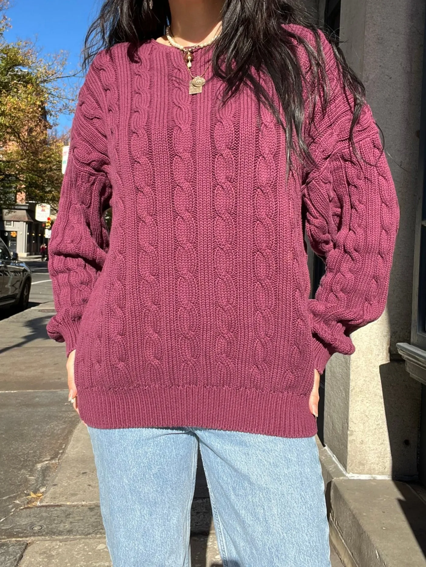 Vintage 1990s Gap Burgundy Chunky Knit Sweater