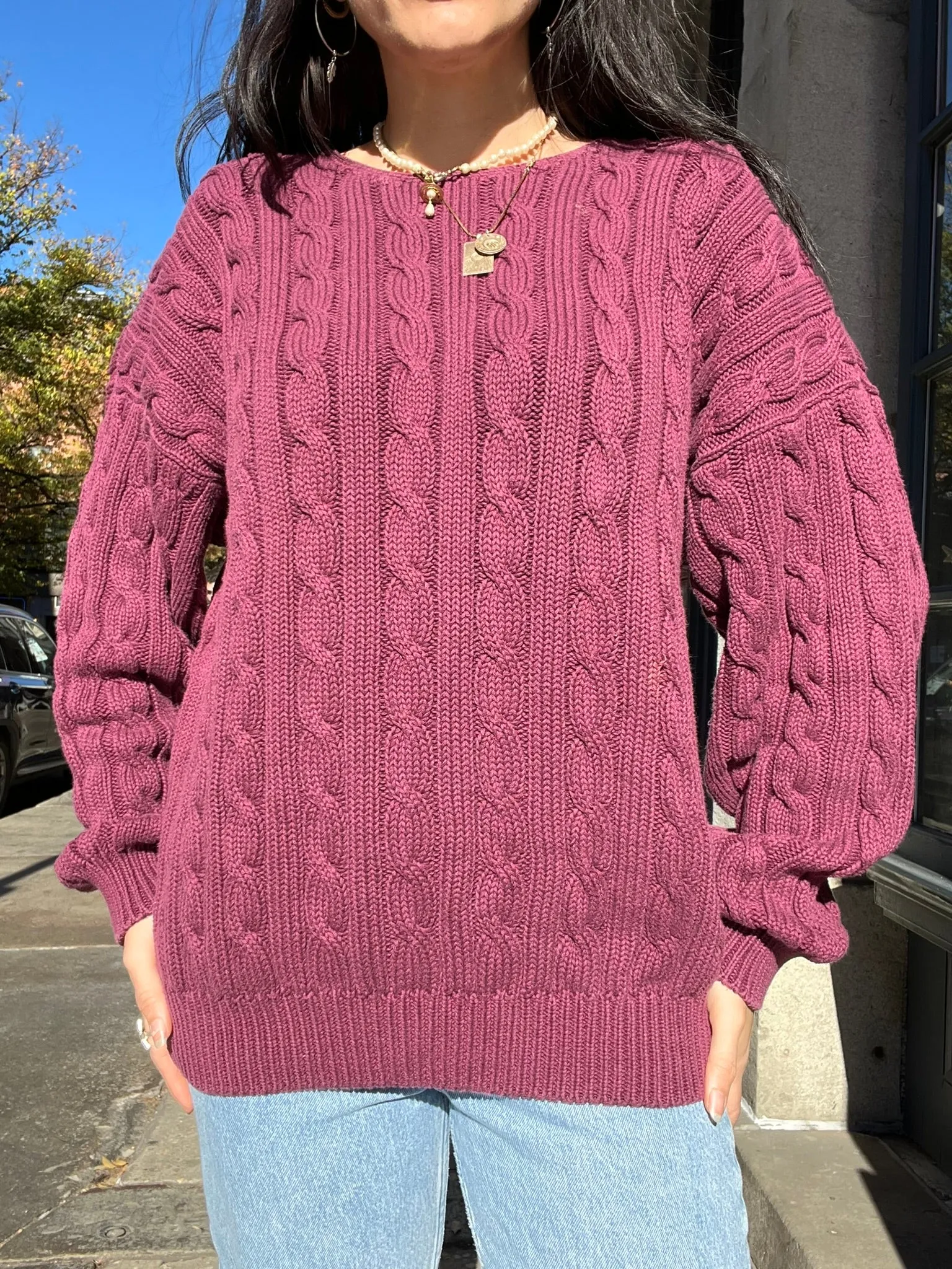 Vintage 1990s Gap Burgundy Chunky Knit Sweater