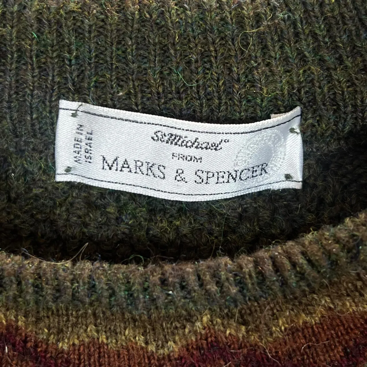 Vintage 90's ST MICHAEL Marks & Spencer Grandad Patterned Alpaca Acrylic Wool Knit Sweater Jumper