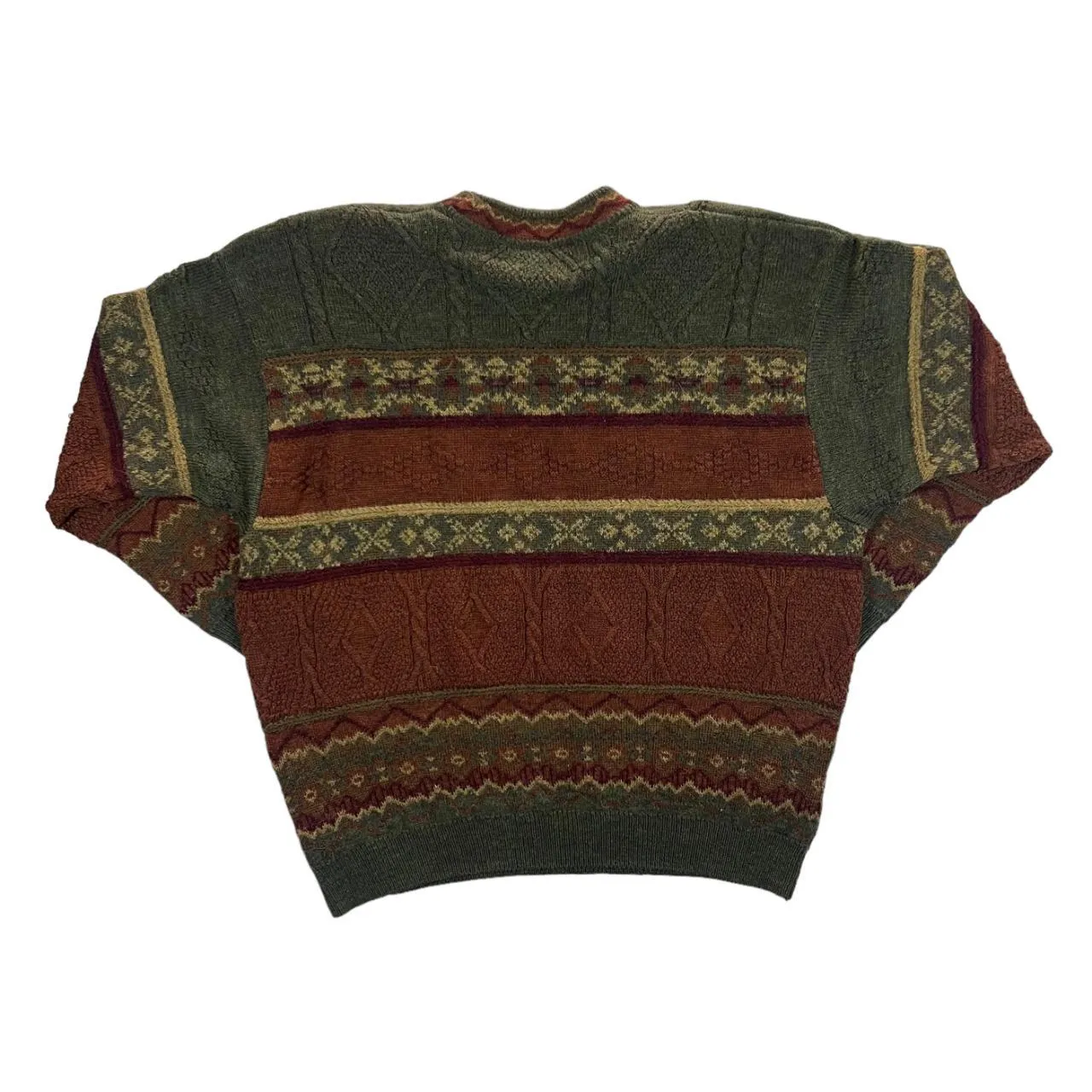 Vintage 90's ST MICHAEL Marks & Spencer Grandad Patterned Alpaca Acrylic Wool Knit Sweater Jumper