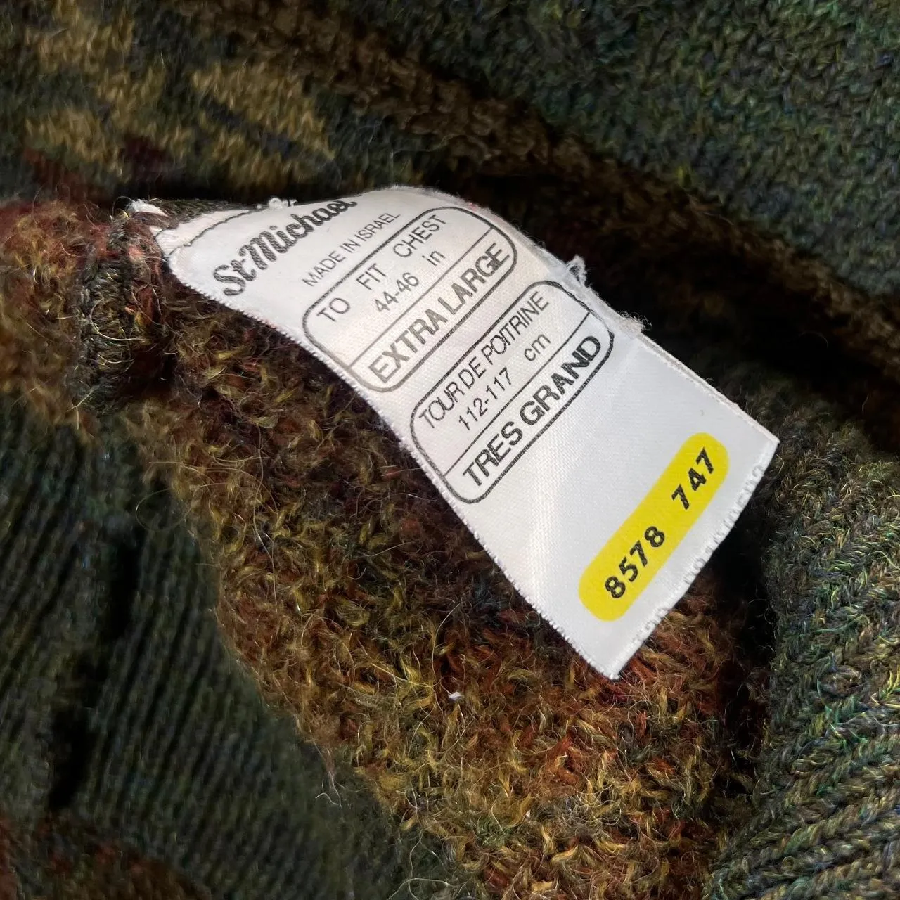 Vintage 90's ST MICHAEL Marks & Spencer Grandad Patterned Alpaca Acrylic Wool Knit Sweater Jumper