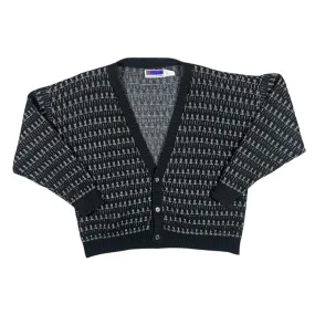 Vintage 90's SWEATER GRAPHIX Made In USA Patterned Acrylic Knit Button Cardigan Sweater