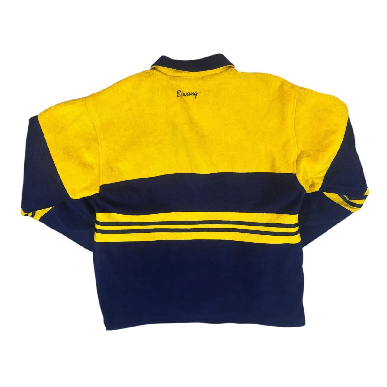 Vintage BIWANG Embroidered Big Spellout Colour Block 1/2 Zip Pullover Fleece Sweatshirt