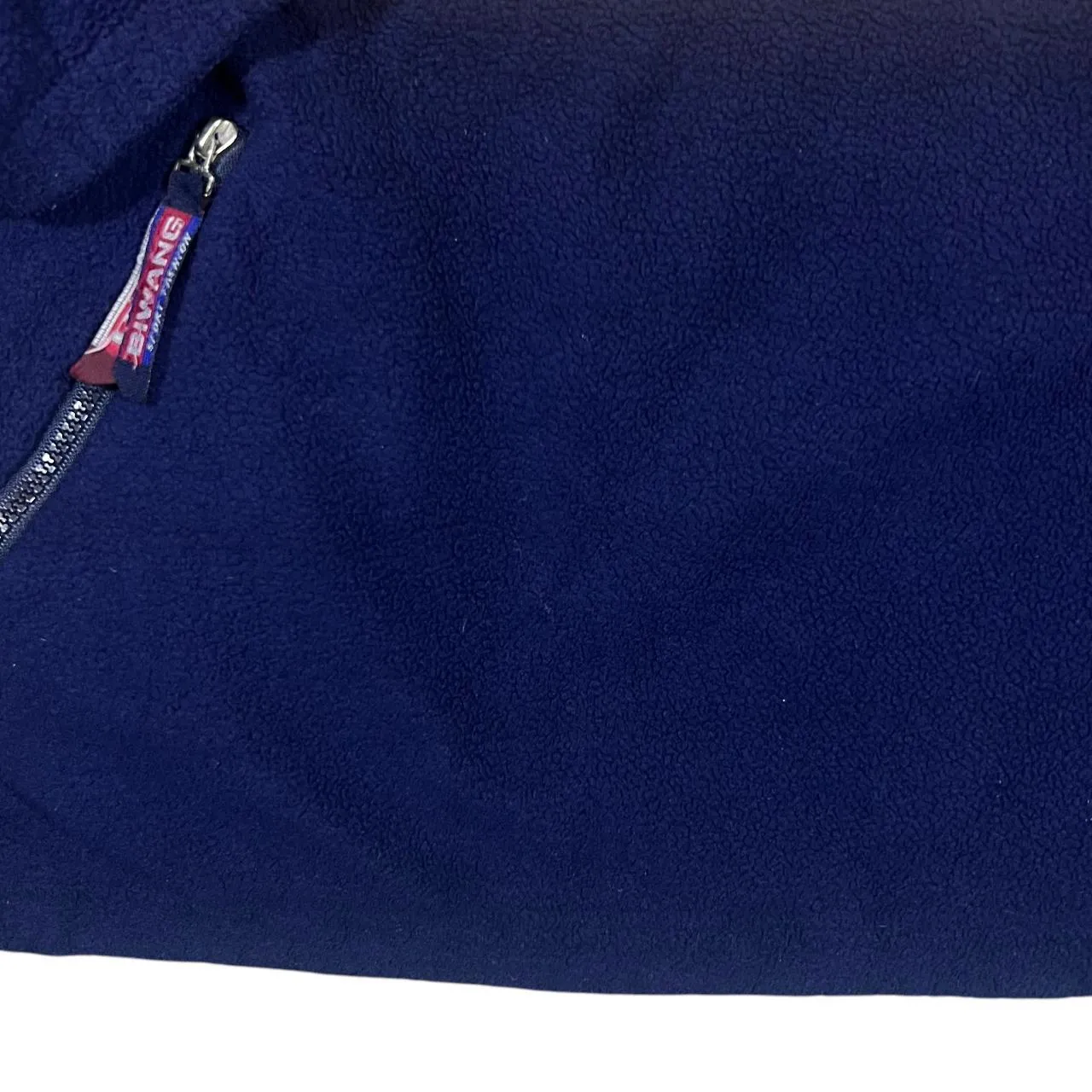 Vintage BIWANG Embroidered Big Spellout Colour Block 1/2 Zip Pullover Fleece Sweatshirt