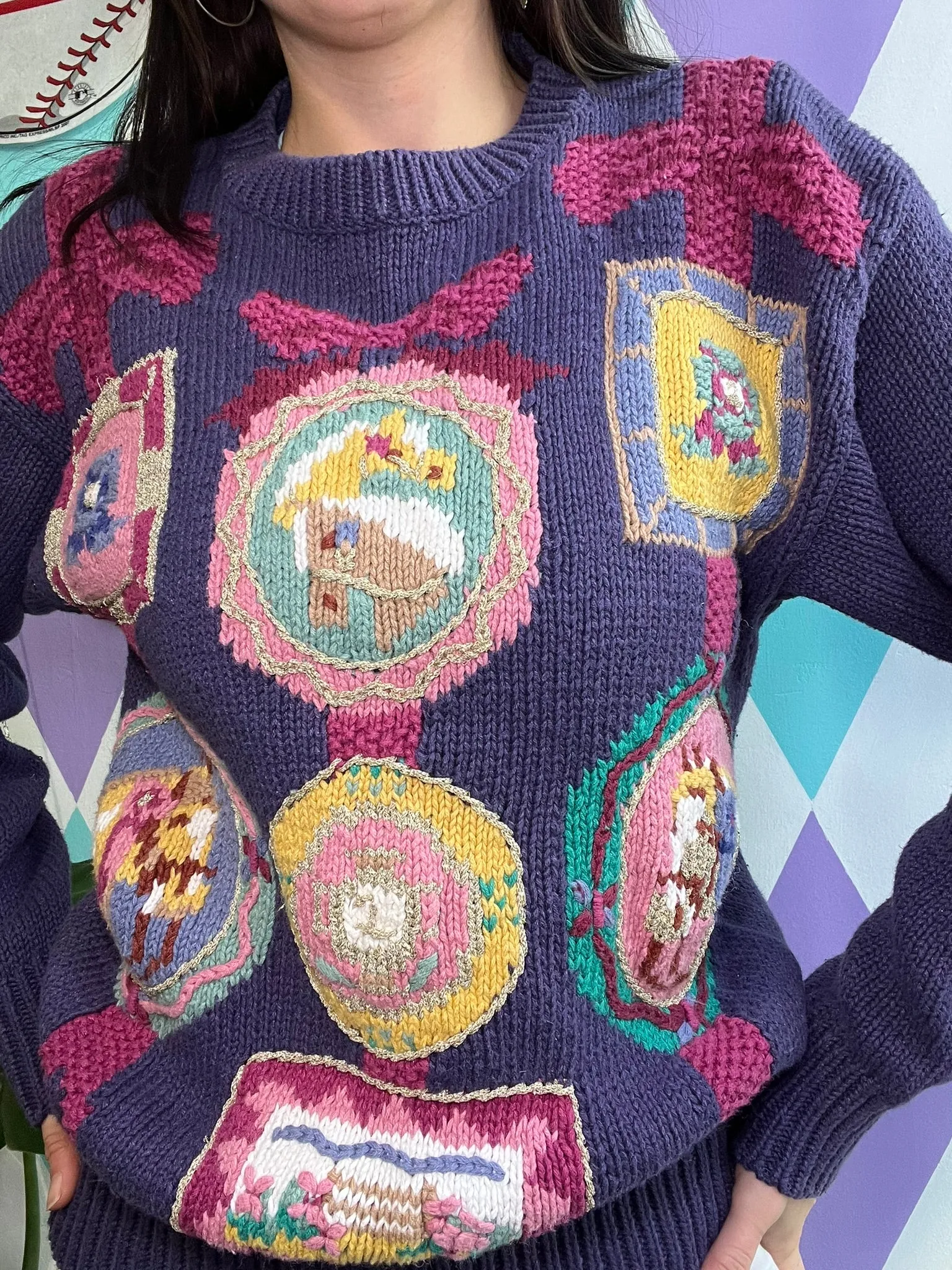 Vintage Horse Patchwork Knit Sweater