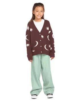 VOLCOM Girl's Nyte Stone Cardigan Sweater Espresso
