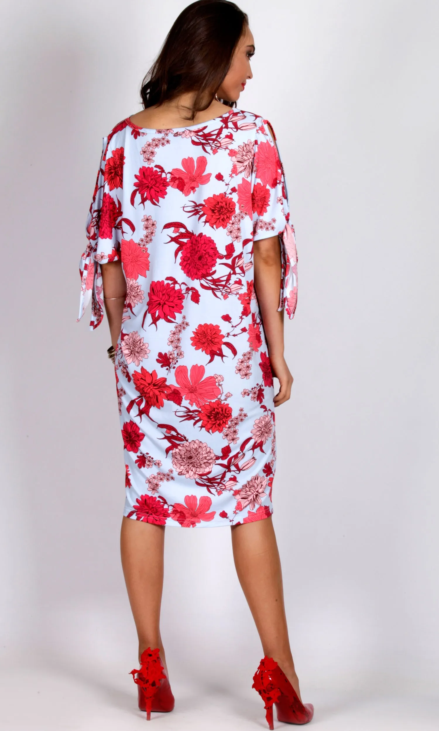 VS7161-2TB Split Sleeve Floral Loose Fit Dress (Pack) On Sale