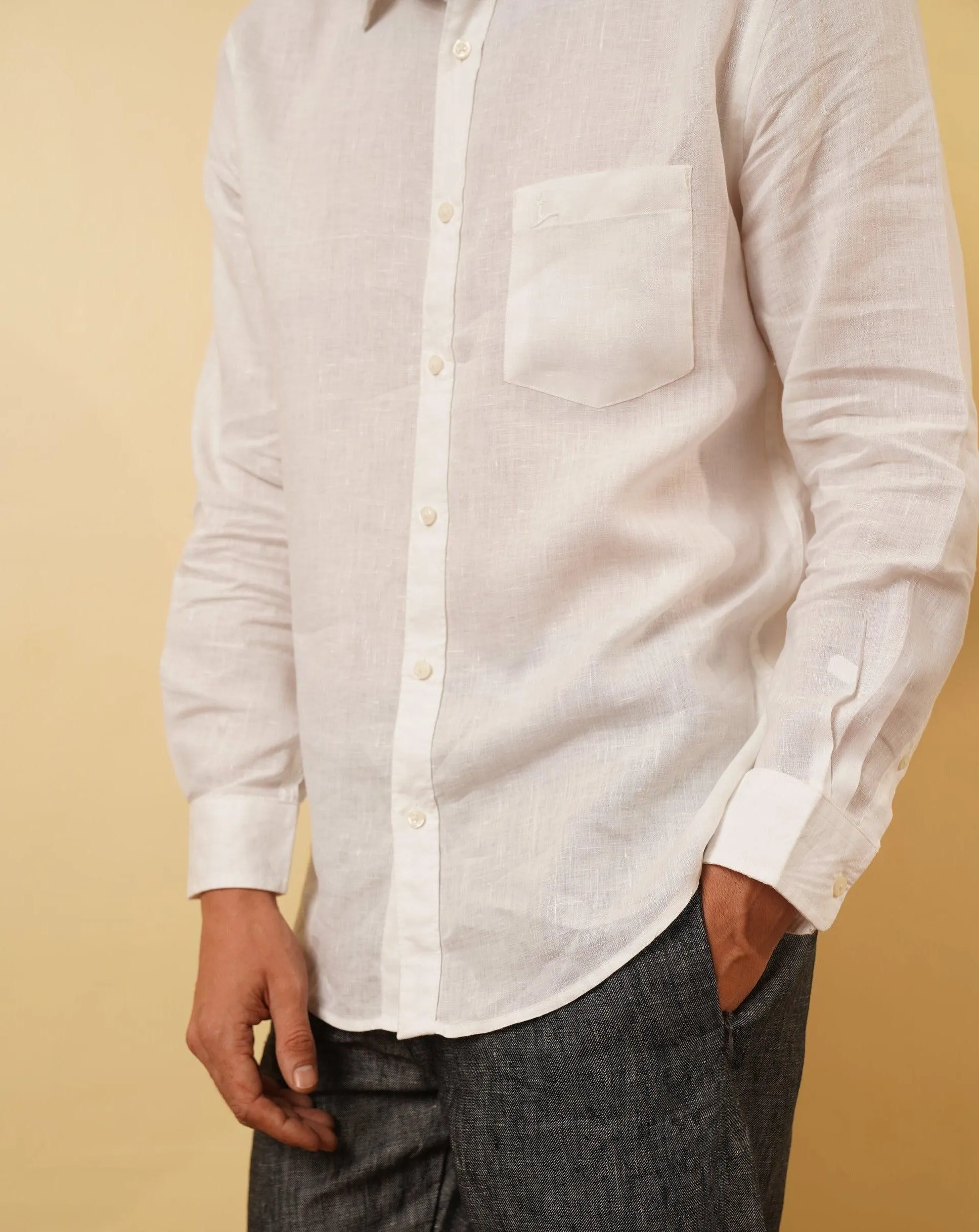 White Linen Button-Up Shirt – CONCORD