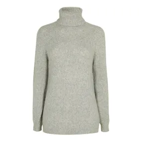 Women Wmk-Sylinaa-Stitch Detail Chunky Roll Neck - Lt-Grey