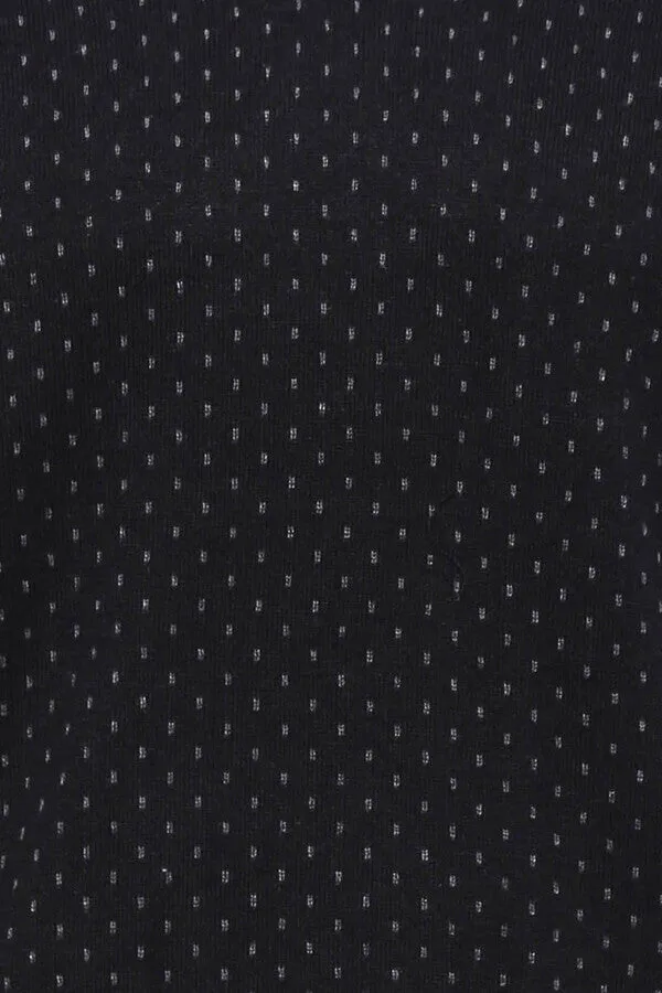 WSS Dot Patterned V Neck Black Sweater  - Singen