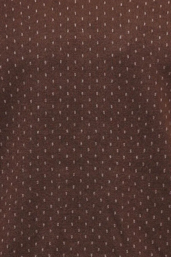 WSS Light Brown Dot Patterned V Neck Sweater  - Singen