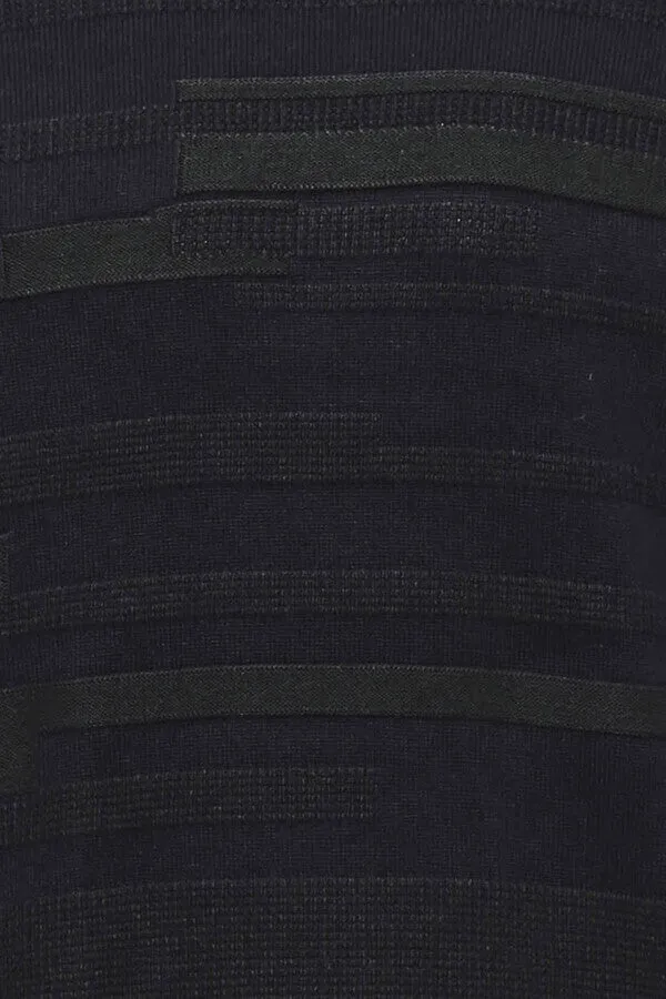 WSS Navy Chest Patterned Circle Neck Sweater  - Singen