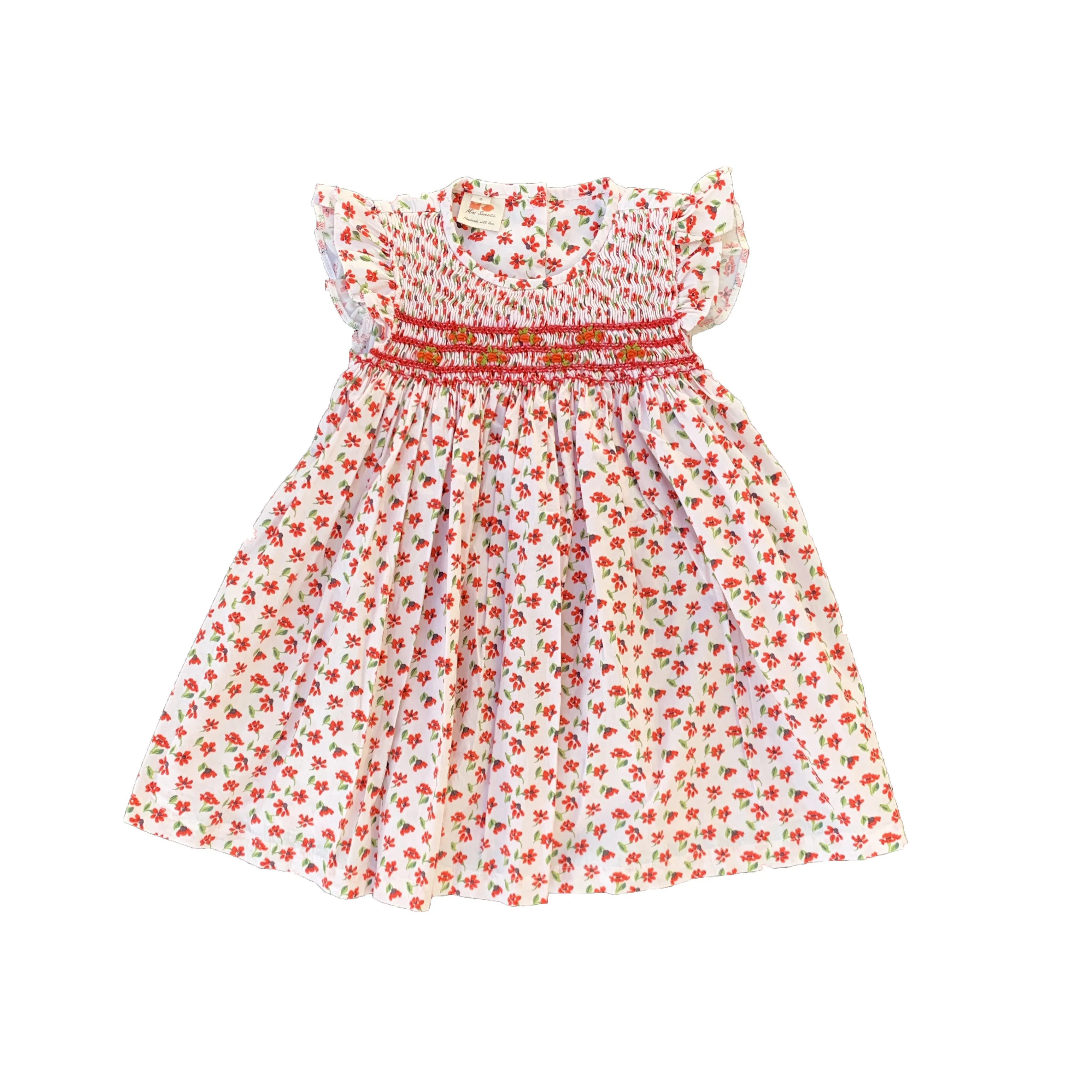 Xmas Flower Smocked Dress