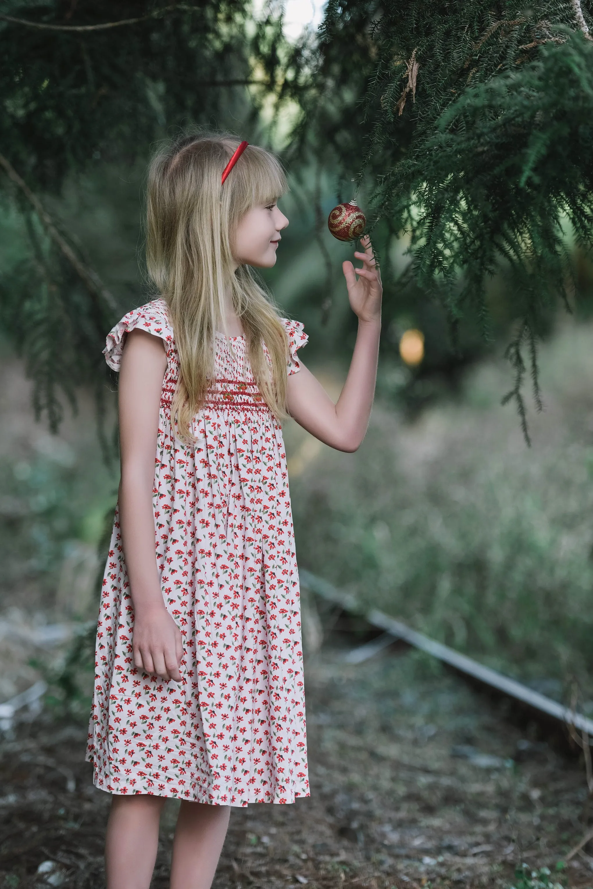 Xmas Flower Smocked Dress