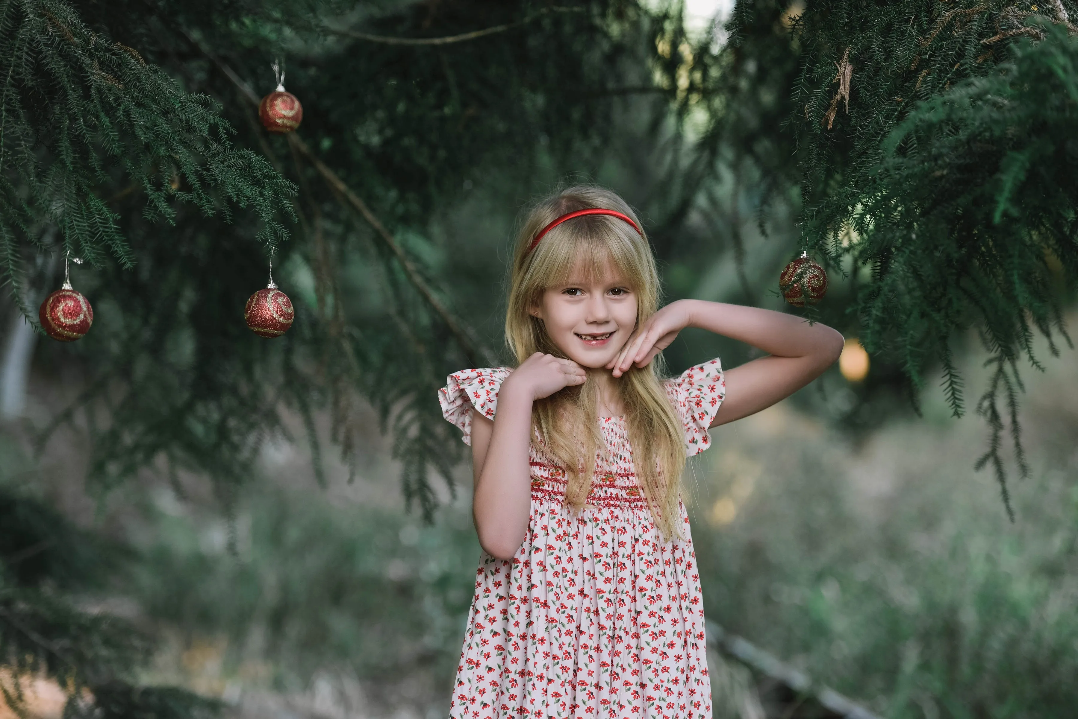Xmas Flower Smocked Dress