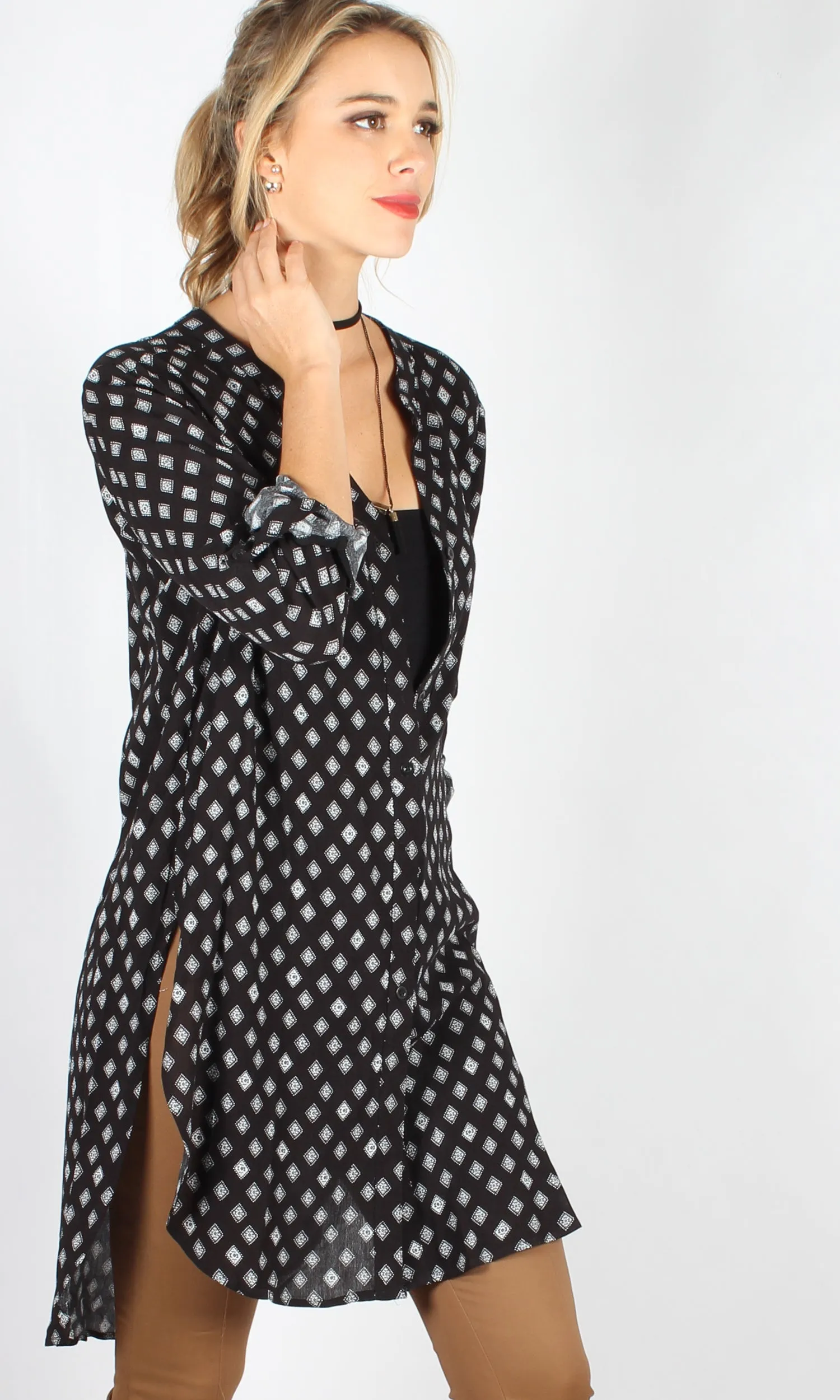 YW1796SS Button Up Long Sleeve Dress (Pack) On Sale